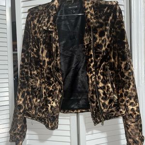 Suede leopard print jacket